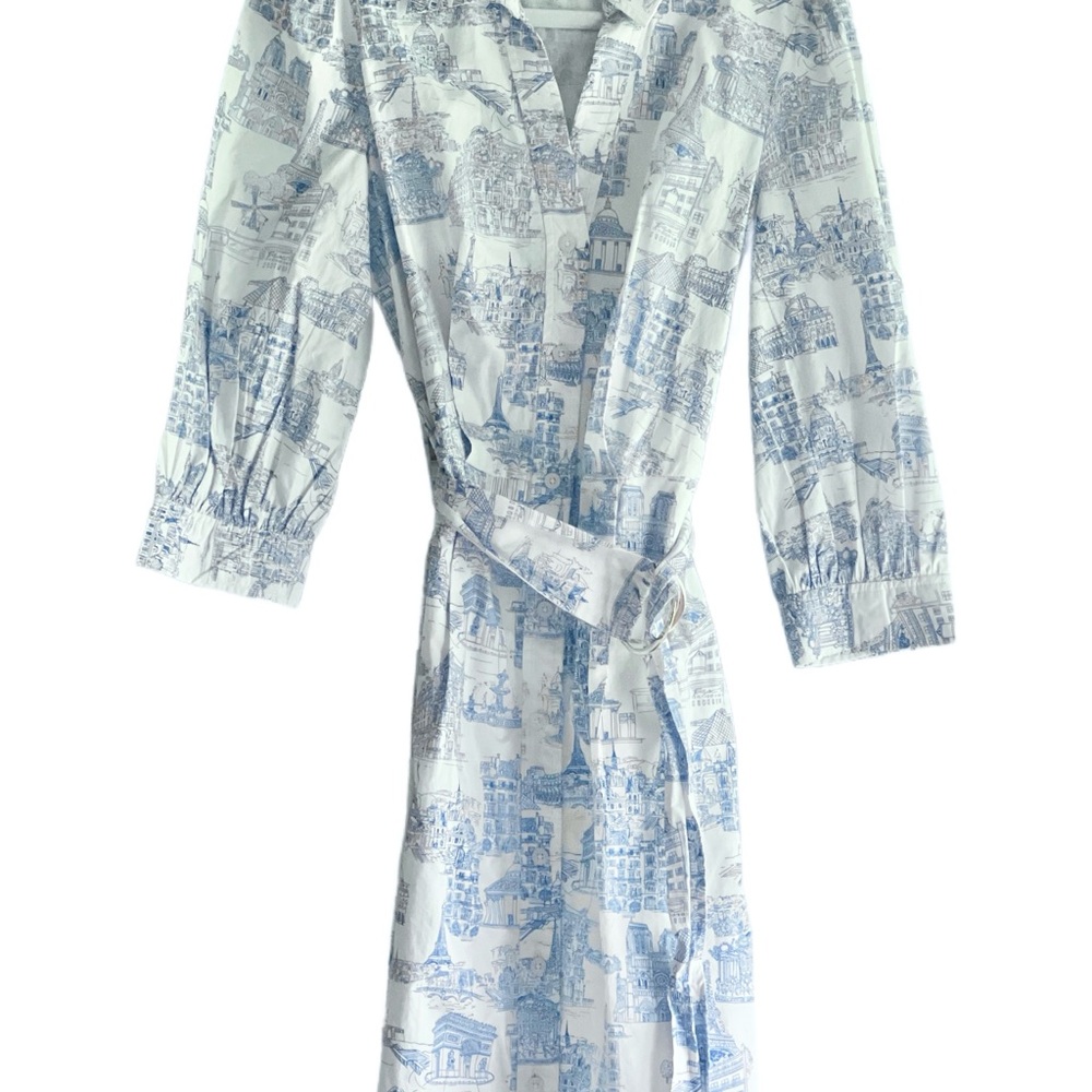 Karl Lagerfeld Blue and White Wrap Dress